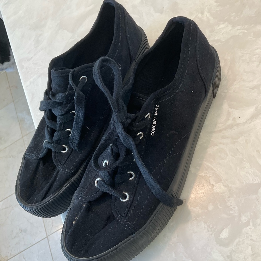 H&M Divided Concept No. 52 black canvas platform lace-up sneakers, Sz 8.5 - Picture 4 of 12